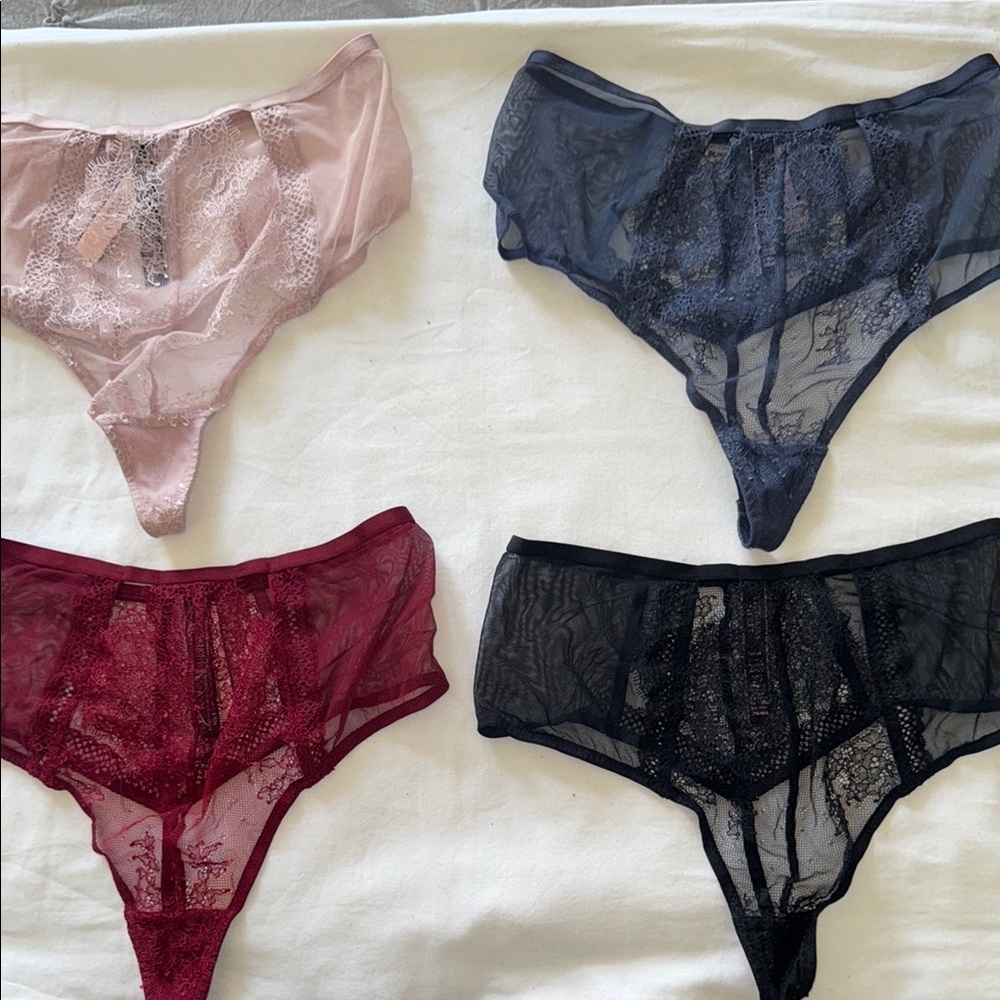 Victorias Secret Small Pink,Blue, Red,& Black Lace High Waist Panties BNWT